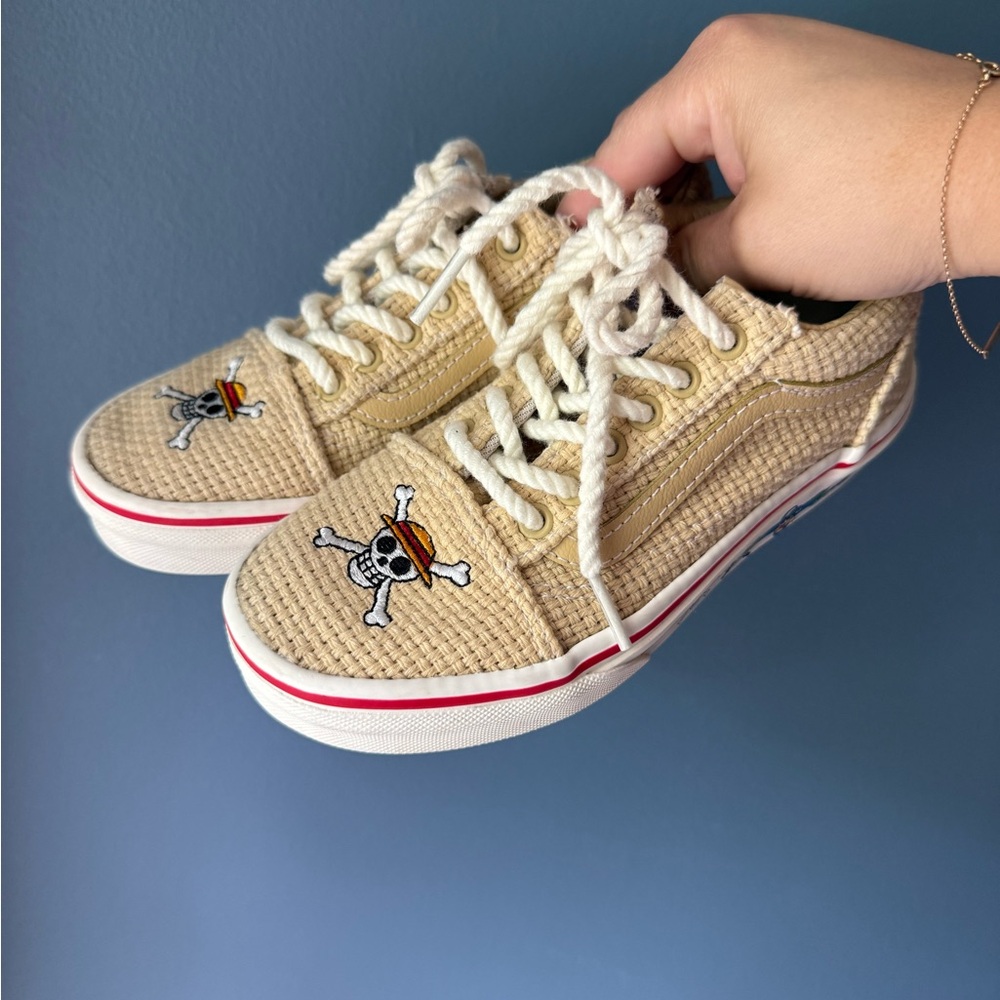 Vans x one piece embroidered straw sneakers